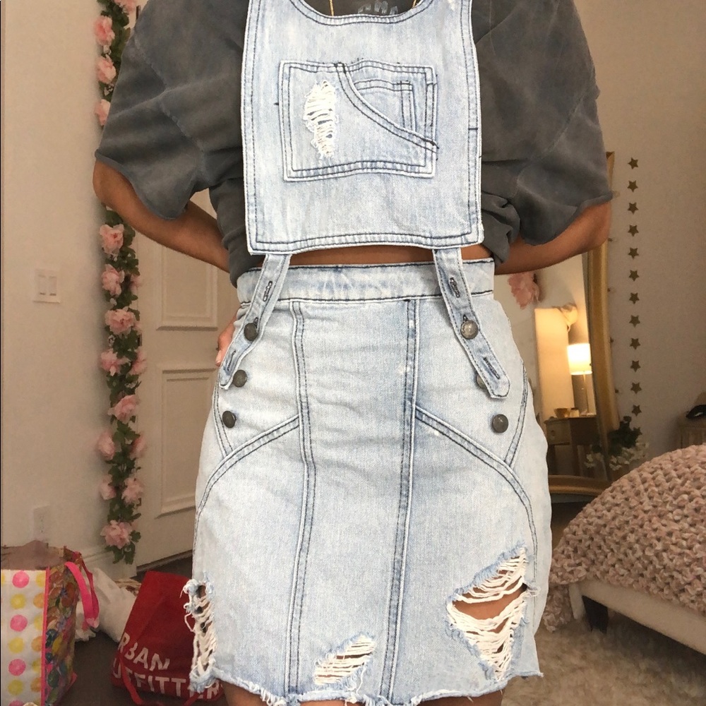 Denim LF overalls skirt